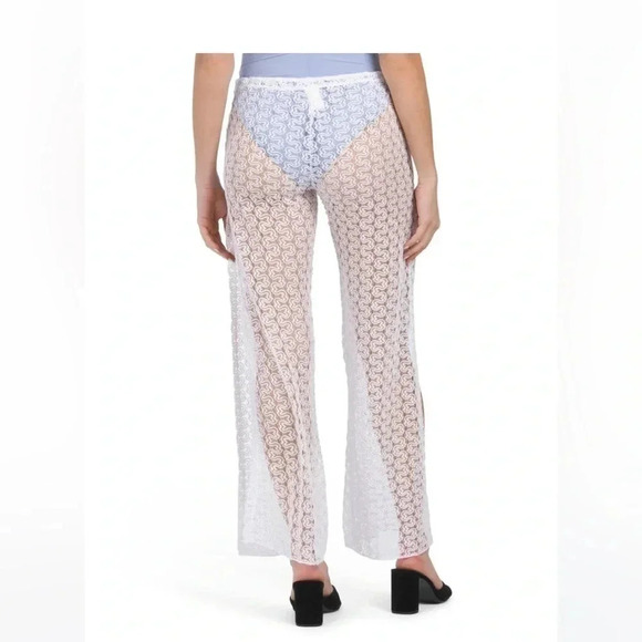 Becca split leg crochet cover up pants white size L - Picture 2 of 2